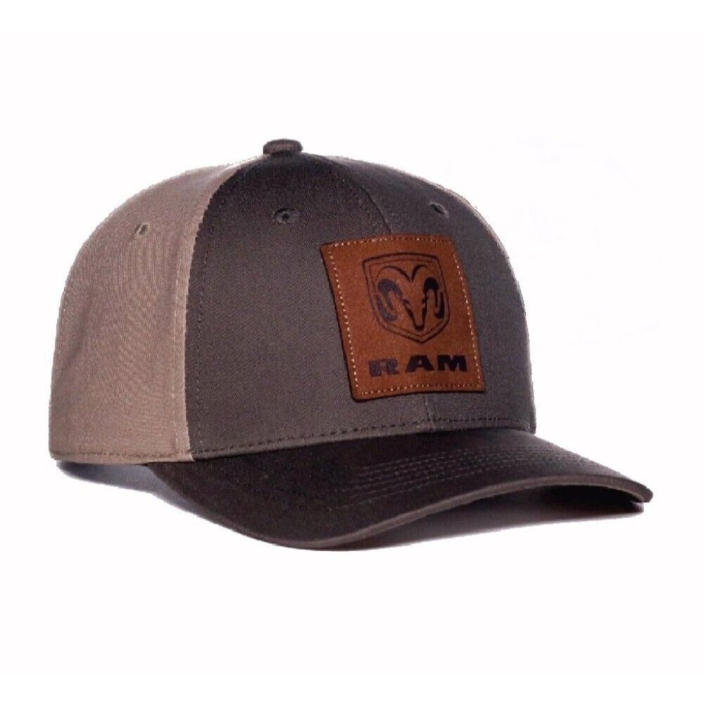 RAM Logo Leather Patch Brown Cap Hat - NEW Fast Ship